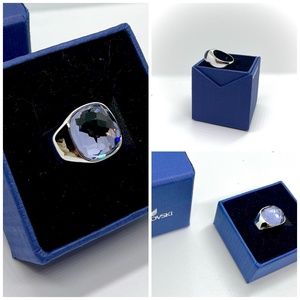 SWAROVSKI Crystal Jewelry Tanzanite Purple Dot Lollipop Silver Cocktail Ring